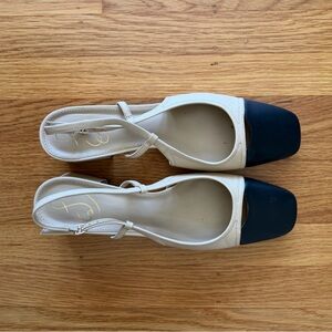 Sam Edelman Two-Tone Slingback Pumps in Cream and Black